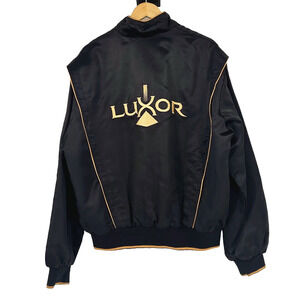 VTG M.A.P 80s Satin Bomber Luxor Las Vegas XL Jacket Zip Made In USA Embroidered